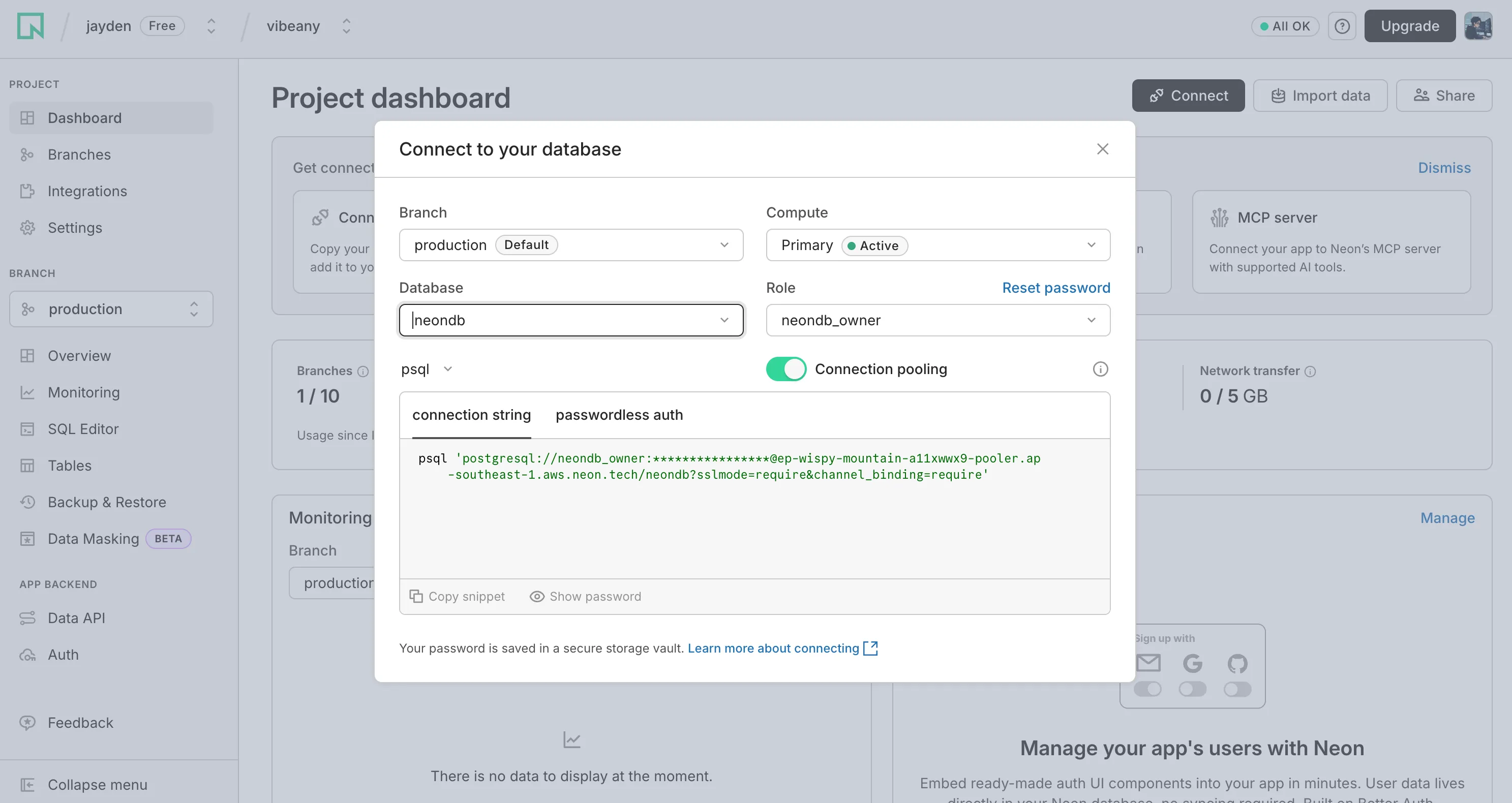Neon Pooled Connection